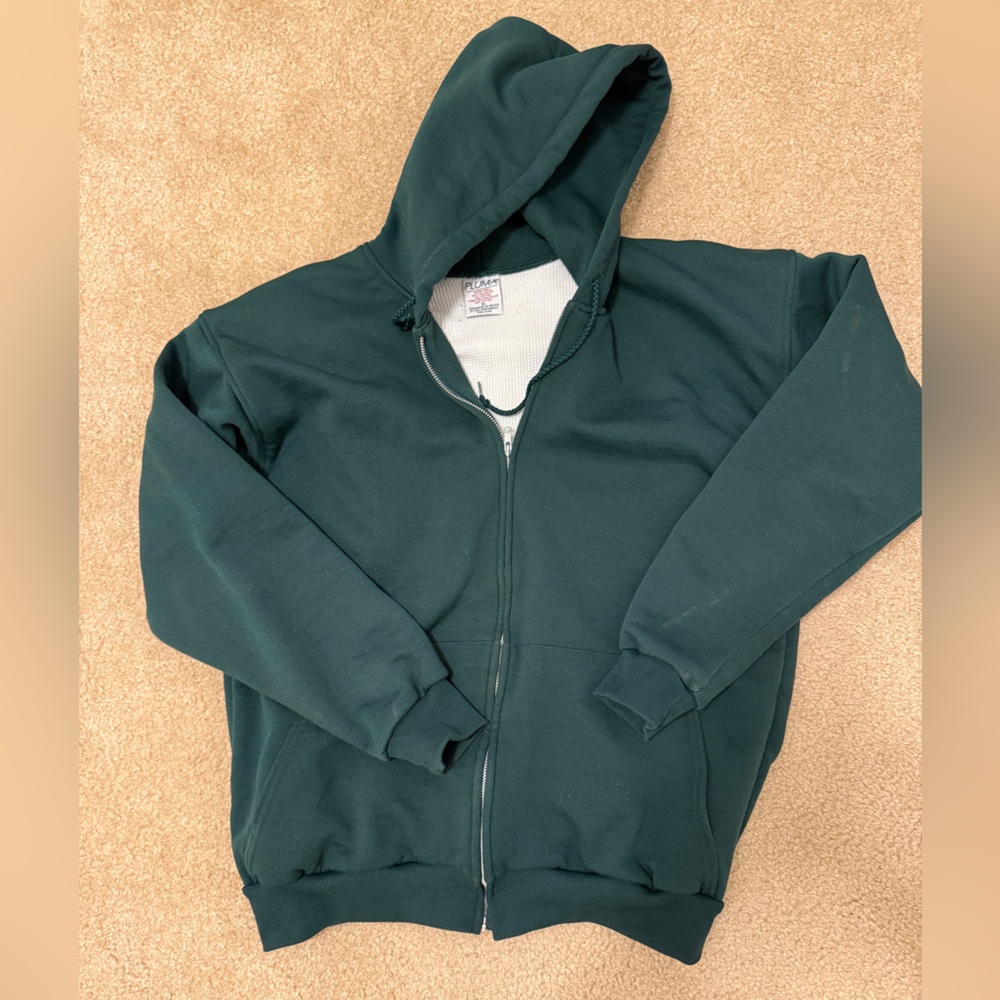 3 for $15 Men’s Dark Green Lined Zip-Up Hoodie
